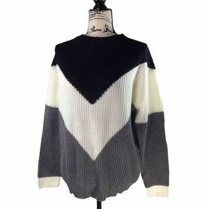 Hocosit - Color-Block Loose Knit Sweater - S NEW / Oversized